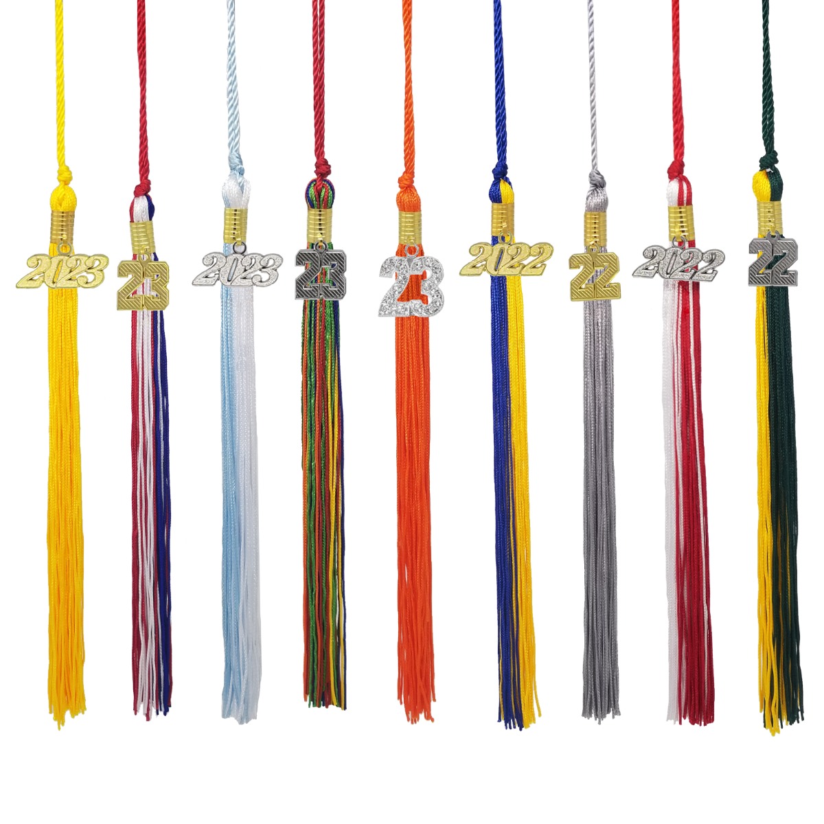Solid or Multi-Color Graduation Tassel with Year Charm