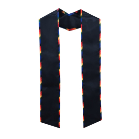 Black Stole with Rainbow Trim