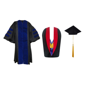 Doctoral Gown, Regular Cap, Tassel and Hood