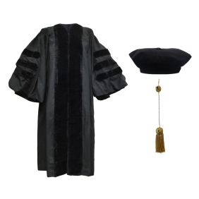 Doctoral Gown, Velvet Tam and Metallic Tassel