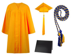 Cap, Gown and Tassel and Honor Cord and Diploma Cover Set : Matte Finish