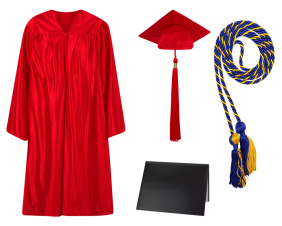 Cap, Gown and Tassel and Honor Cord and Diploma Cover Set : Shiny Finish