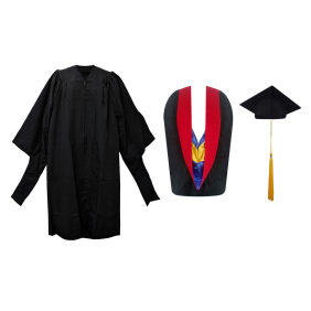 Masters Gown, Regular Cap, Tassel and Hood