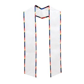White Stole with Rainbow Trim