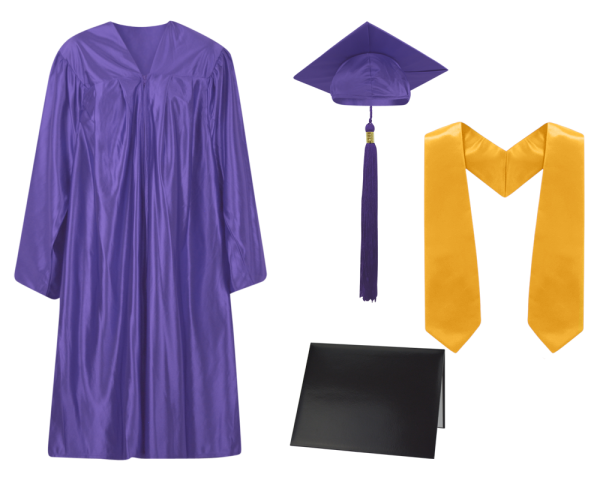 purple and gold graduation cap