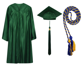 Cap, Gown and Tassel and Honor Cord Set : Shiny Finish
