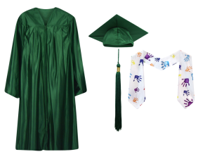 Pre-K / Kindergarten Cap, Gown, Tassel and Stole Set : Shiny Finish
