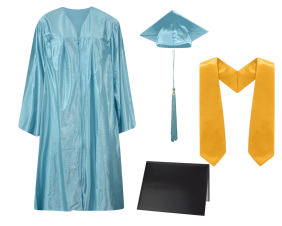 Cap, Gown, Tassel, Stole and Diploma Cover Set :  Shiny Finish