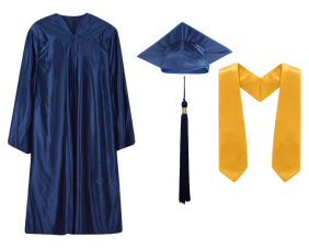 Cap, Gown,Tassel and Stole Set :  Shiny Finish