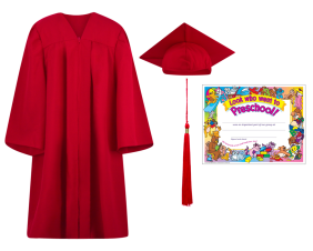 Pre-K / Kindergarten Cap, Gown, Tassel and Diploma Certificate Set : Matte Finish
