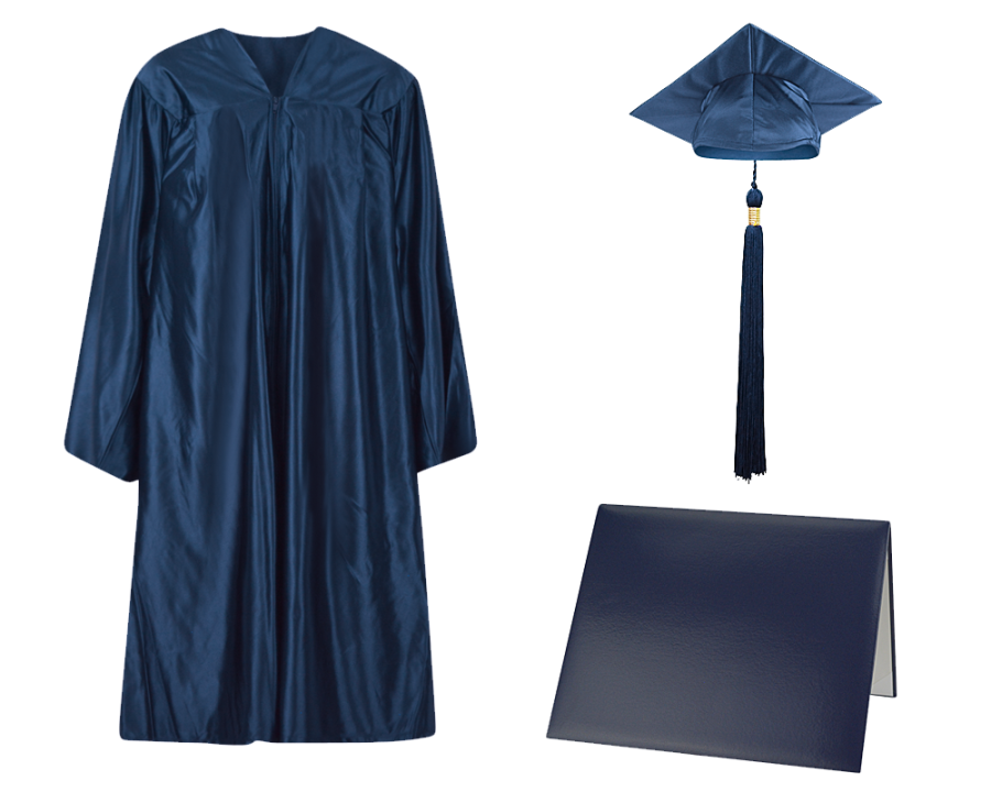 Graduation Cap, Gown, Tassel & Diploma Cover Set: Shiny Finish