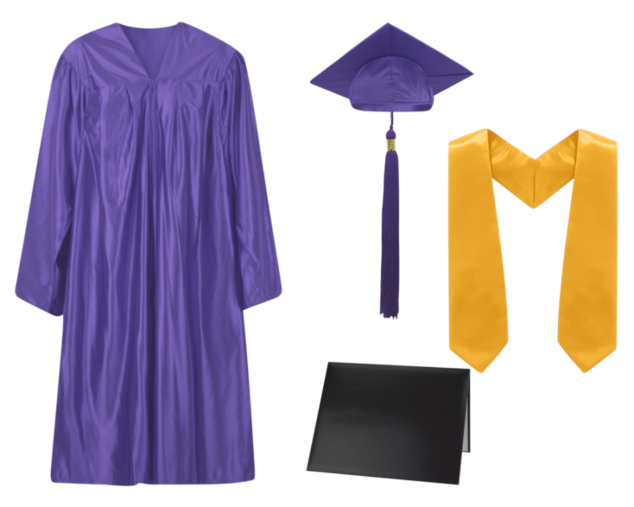 Cap, Gown, Tassel, Stole, and Diploma Cover Set: Shiny Finish
