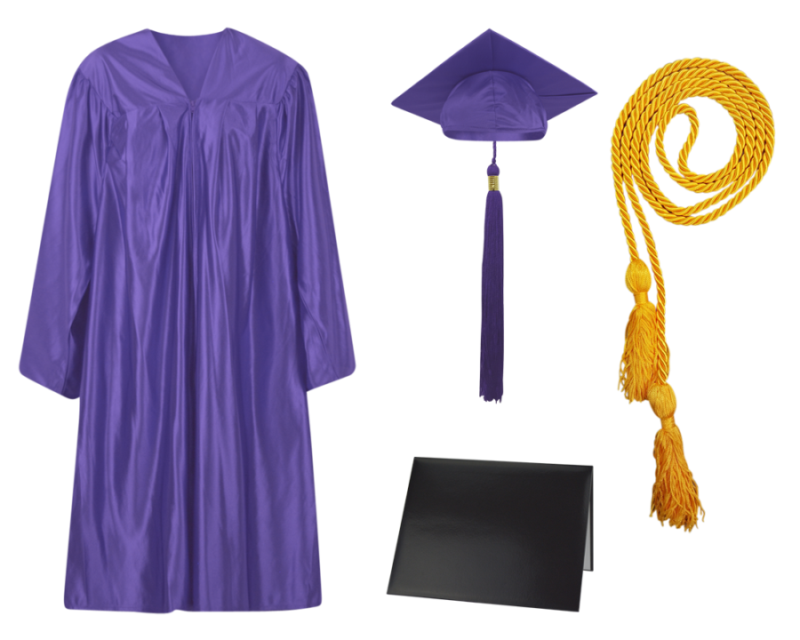 purple graduation cap and diploma