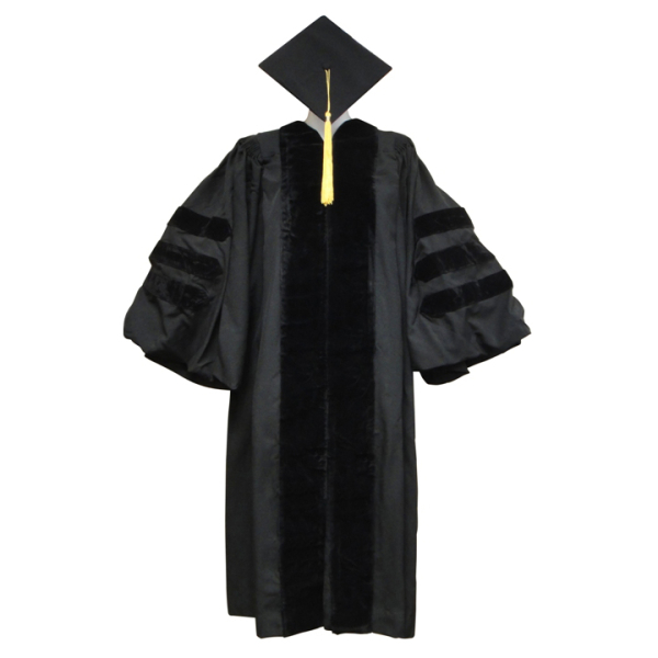 Doctoral Gown, Regular Cap and Tassel