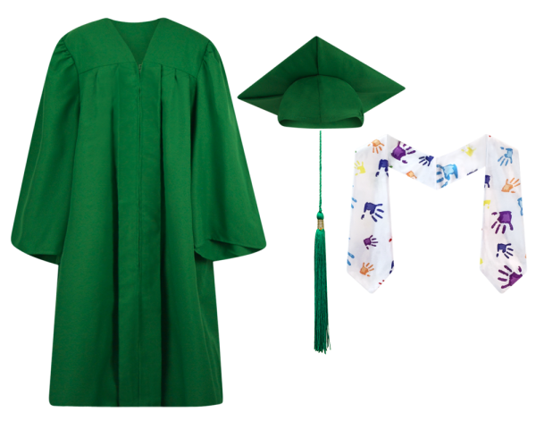 Pre-K / Kindergarten Cap, Gown, Tassel and Stole Set : Matte Finish