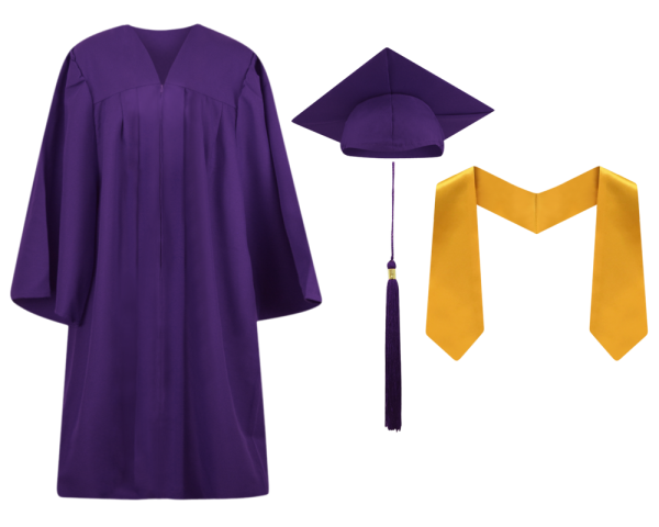 Pre-K / Kindergarten Cap, Gown, Tassel and Stole Set : Matte Finish