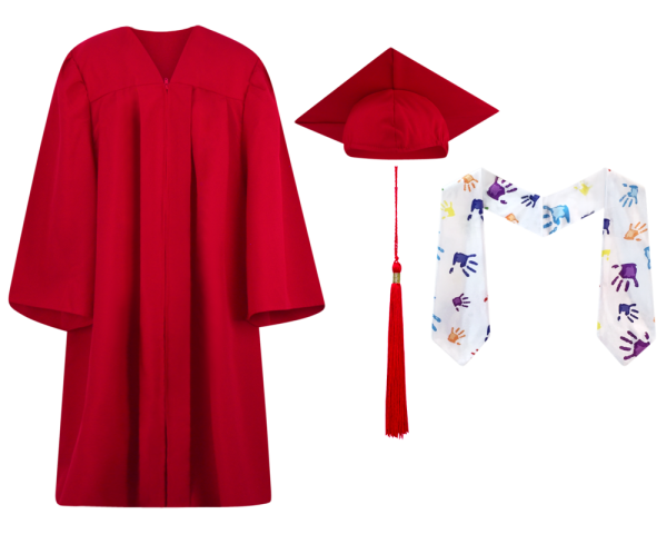 Pre-K / Kindergarten Cap, Gown, Tassel and Stole Set : Matte Finish