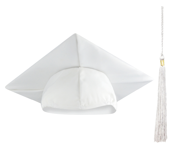 white matte cap and tassel