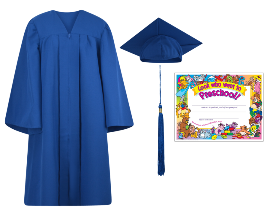 Pre K Kindergarten Graduation Cap Gown Tassel Diploma Certificate Set Matte Finish Graduation Outlet