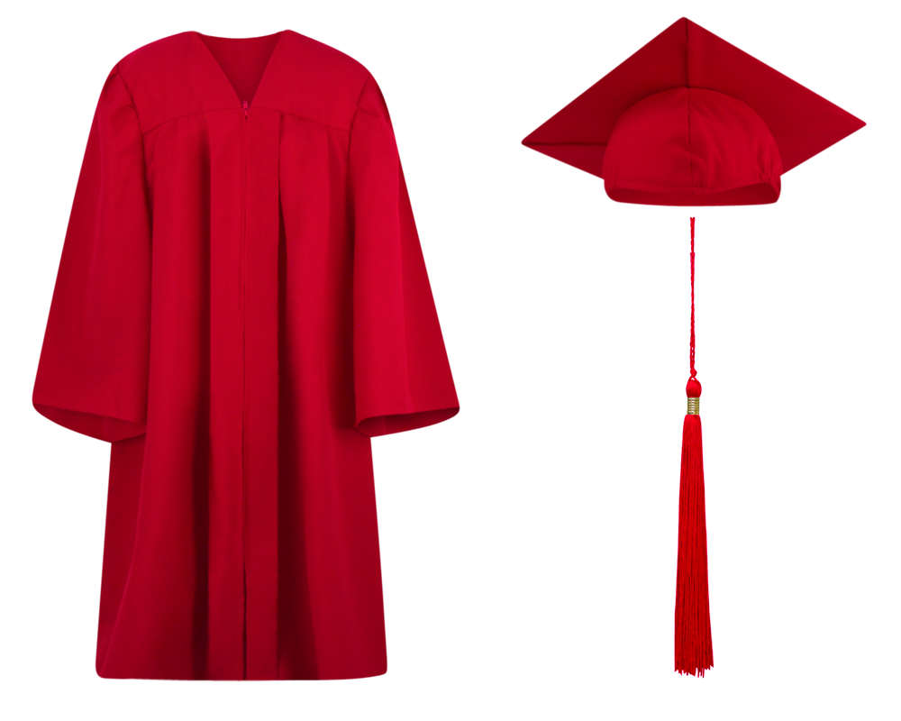 Red Matte Graduation Cap, Gown,Tassel and Stole Set by Graduation Outlet