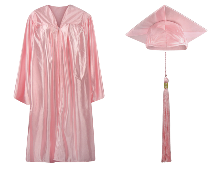 Graduation Cap and Gown Set Shiny Pink 
